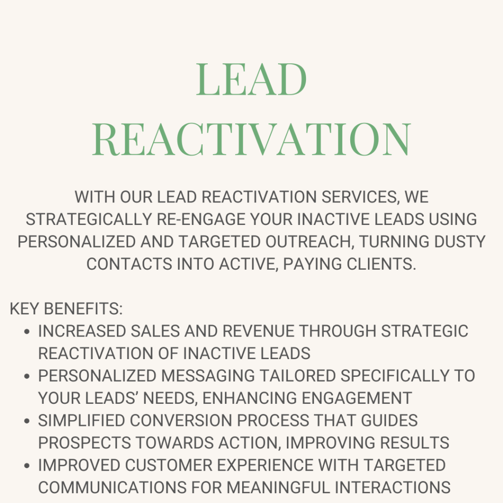 Increased sales and revenue through strategic reactivation of inactive leads
